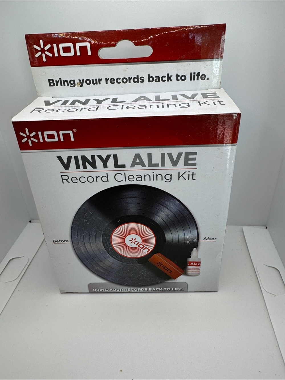 ION Vinyl Alive Record Cleaning Kit - White & Red Packaging